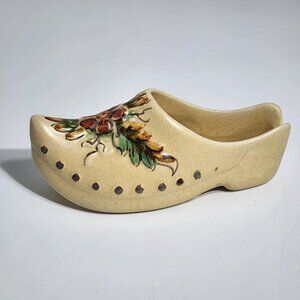 Argilart Portugal Ceramic Dutch Clog With Hand Painted Floral Design Vintage
